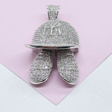 Load image into Gallery viewer, 18k Gold Filled Micro Pavê Large Baseball Cap with shoes Pendant
