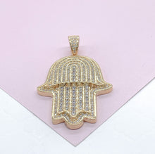 Load image into Gallery viewer, 18k Gold Filled Micro Pavê Zirconia Hamsa Charm Pendant
