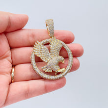 Load image into Gallery viewer, 18k Gold Filled Cz Pave Hawk Medal Pendant Bald Eagle Charm
