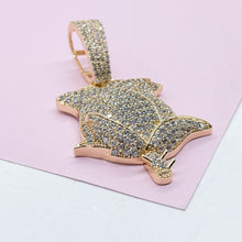 Load image into Gallery viewer, 18k Gold Filled Large White CZ Pave Rose Pendant
