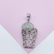 Load image into Gallery viewer, 18k Gold Filled Pave Basketball Pendant With Basketball Hoop
