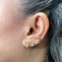 Load image into Gallery viewer, 18k Gold Filled Set of 3 Moon Stud Earrings

