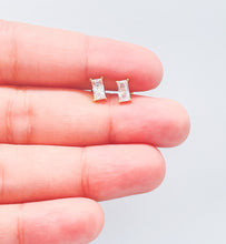 Load image into Gallery viewer, 18k GoldFilled Baguette Tiny Emerald Stud
