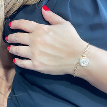 Load image into Gallery viewer, 18k Gold Filled Figaro Link Bracelet With Eye Charm in Center
