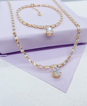 Load image into Gallery viewer, 18k GoldFilled Baguette CZ Stone Set With Pear Shaped Stone in Center
