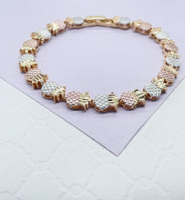 Load image into Gallery viewer, 18k Gold Filled Tri-Colored Pineapple Bracelet
