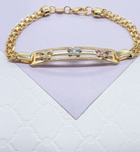Load image into Gallery viewer, 18k Gold Filled ID Bracelet With Tri-Colored Engraved Animals
