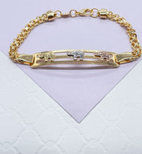 Load image into Gallery viewer, 18k Gold Filled ID Bracelet With Tri-Colored Engraved Animals
