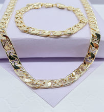 Load image into Gallery viewer, 18k Gold Filled Flat Rectangle Linked Chain &amp; Bracelet
