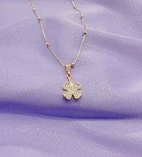Load image into Gallery viewer, 18k Gold Filled Four Leaf Clover Pave Pendant
