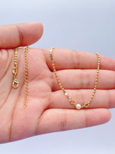 Load image into Gallery viewer, 18k Gold Filled Flat Beaded Necklace With Pearl Ball In Center
