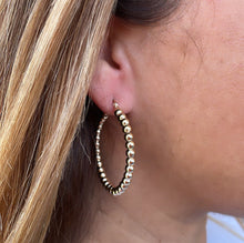 Load image into Gallery viewer, 18k Gold Filled 4mm Beaded Hoop Earring

