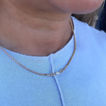 Load image into Gallery viewer, 18k Gold Filled Flat Beaded Necklace With Pearl Ball In Center
