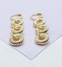 Load image into Gallery viewer, 18k Gold Filled Dangling Croissant Wheel Earrings

