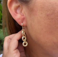 Load image into Gallery viewer, 18k Gold Filled Dangling Croissant Wheel Earrings
