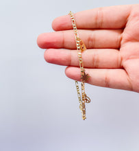 Load image into Gallery viewer, 18k Gold Filled Figaro Anklet With Multiple Positive and Love Charms
