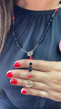 Load image into Gallery viewer, 18k Gold Filled Black and Red Beaded Rosary With San Benito Charm And Cross
