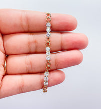 Load image into Gallery viewer, 18k Gold Filled Smooth Delicate Bracelet with Interlocked groups of 3 CZ Stones
