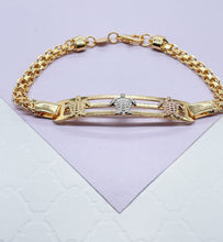 Load image into Gallery viewer, 18k Gold Filled ID Bracelet With Tri-Colored Engraved Animals
