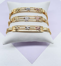 Load image into Gallery viewer, 18k Gold Filled ID Bracelet With Tri-Colored Engraved Animals
