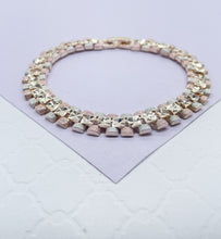 Load image into Gallery viewer, 18k GoldFilled Tri-Colored Square Diamond Cut Patterned Textured Bracelet
