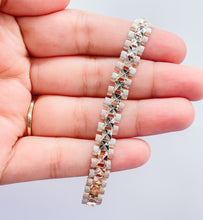 Load image into Gallery viewer, 18k GoldFilled Tri-Colored Square Diamond Cut Patterned Textured Bracelet

