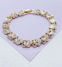 Load image into Gallery viewer, 18k GoldFilled Tri-Colored Diamond Cut Heart Bracelet
