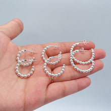 Load image into Gallery viewer, 18k Gold Filled Ball Beaded C Hoop Earring Available Small, Medium and Large
