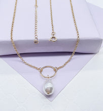 Load image into Gallery viewer, 18k Gold Filled Rolo Choker With Large Synthetic Pearl Charm
