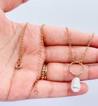 Load image into Gallery viewer, 18k Gold Filled Rolo Choker With Large Synthetic Pearl Charm
