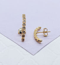 Load image into Gallery viewer, 18k Gold Filled Dainty CZ Pave Line Stud Earring
