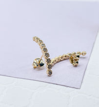 Load image into Gallery viewer, 18k Gold Filled Dainty CZ Pave Line Stud Earring
