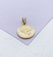 Load image into Gallery viewer, 18k Gold Filled Eye or Horus Medallion Pendant
