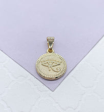 Load image into Gallery viewer, 18k Gold Filled Eye or Horus Medallion Pendant
