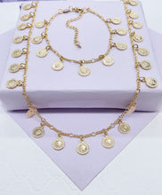 Load image into Gallery viewer, 18k GoldFilled Charm Necklace And Bracelet Set With Mini Medallion Charms
