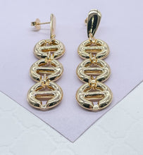 Load image into Gallery viewer, 18k Gold Filled Wide Puffy Mariner Link Chandelier Earring
