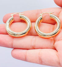 Load image into Gallery viewer, 18k Gold Filled 6mm Thick Classic Smooth Hoop Earrings
