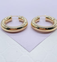 Load image into Gallery viewer, 18k Gold Filled 6mm Thick Classic Smooth Hoop Earrings

