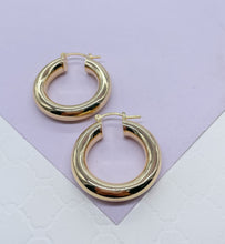 Load image into Gallery viewer, 18k Gold Filled 6mm Thick Classic Smooth Hoop Earrings
