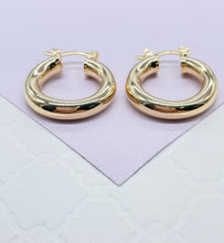 Load image into Gallery viewer, 18k Gold Filled Small Smooth Classic Plain 4mm Thick Hoop
