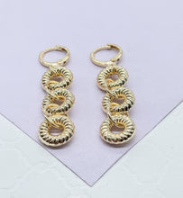 Load image into Gallery viewer, 18k Gold Filled Dangling Croissant Wheel Earrings
