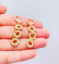 Load image into Gallery viewer, 18k Gold Filled Dangling Croissant Wheel Earrings
