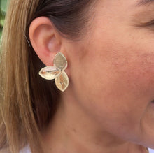 Load image into Gallery viewer, 18k Gold Filled Large Flower Leaf Gold Earring
