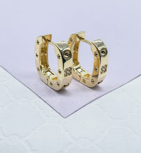 Load image into Gallery viewer, 18k Gold Filled Small Screws Flat Square Hoop Earrings Wholesale Jewelry Supplies
