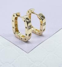 Load image into Gallery viewer, 18k Gold Filled Small Screws Flat Square Hoop Earrings Wholesale Jewelry Supplies
