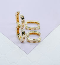 Load image into Gallery viewer, 18k Gold Filled Small Screws Flat Square Hoop Earrings Wholesale Jewelry Supplies
