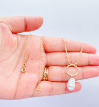 Load image into Gallery viewer, 18k Gold Filled Rolo Choker With Large Synthetic Pearl Charm
