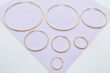 Load image into Gallery viewer, Very Light And Sturdy 18k Gold Filled Plain Thin Endless Hoop Earrings, Dainty
