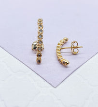 Load image into Gallery viewer, 18k Gold Filled Dainty CZ Pave Line Stud Earring
