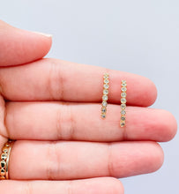 Load image into Gallery viewer, 18k Gold Filled Dainty CZ Pave Line Stud Earring

